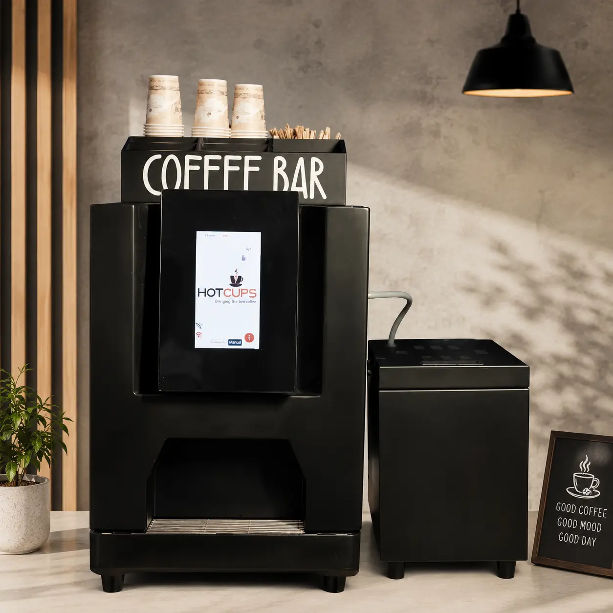 Brew Max tea and coffee vending machine supplied by Hotcups