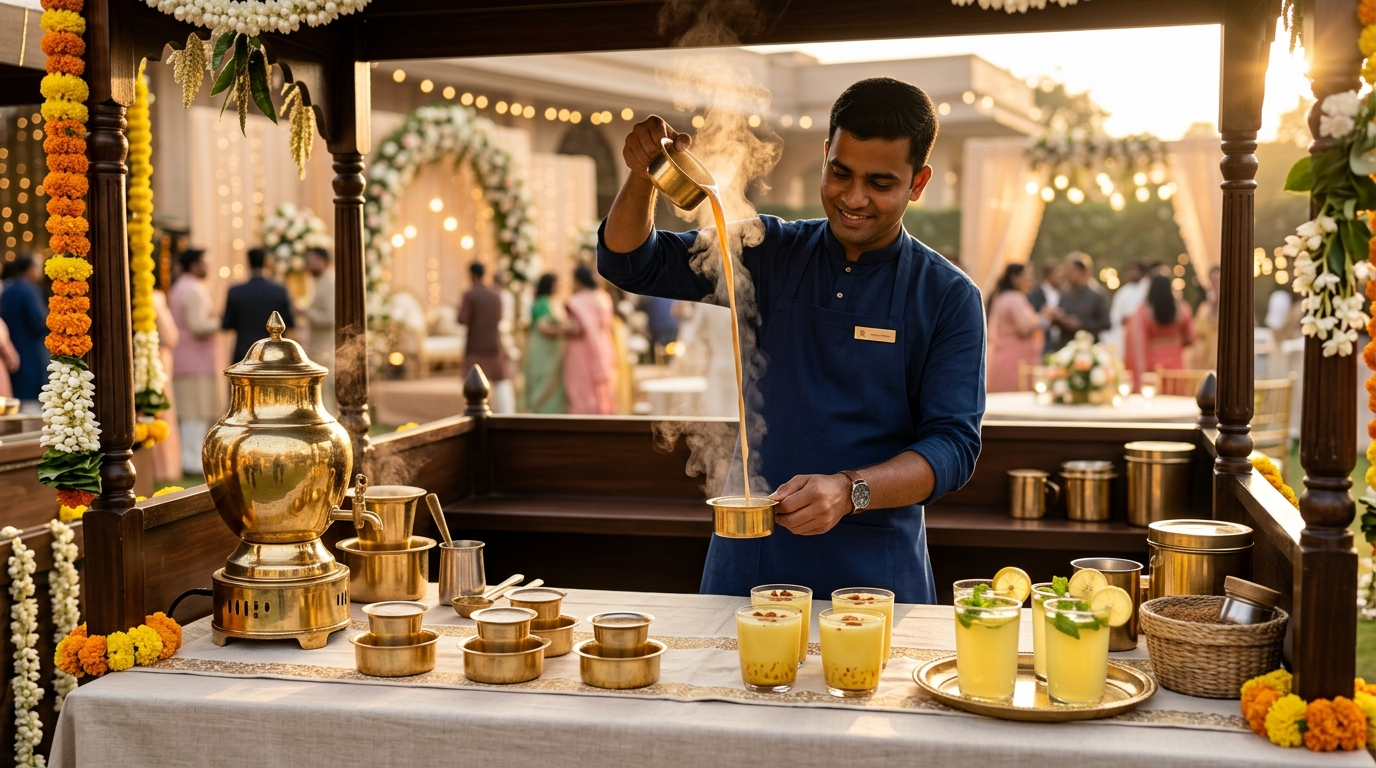 event beverage catering India - Hot Cups filter coffee and tea service setup